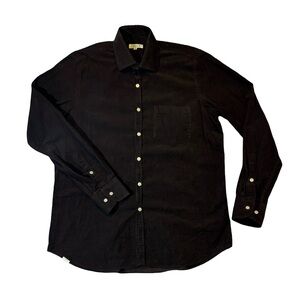 Piattelli mens L Large chocolate brown corduroy button up casual shirt EUC